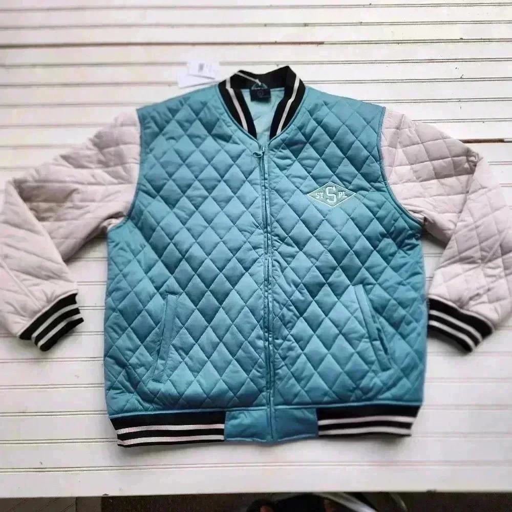 NWT $138 Staple Division Quilted Jacket Teal Blue Pigeon Men's Zip Size XL